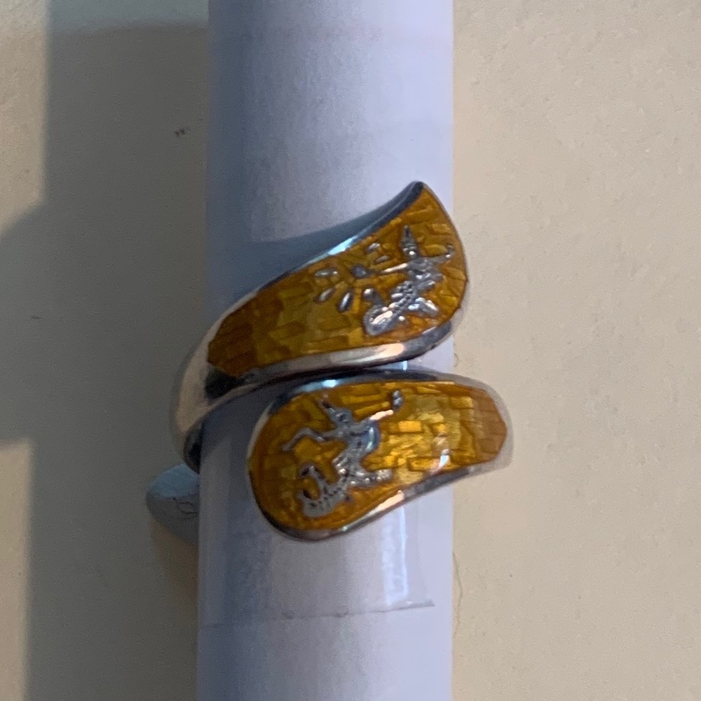 Sterling ring, Siam designer, enamel, size:7
